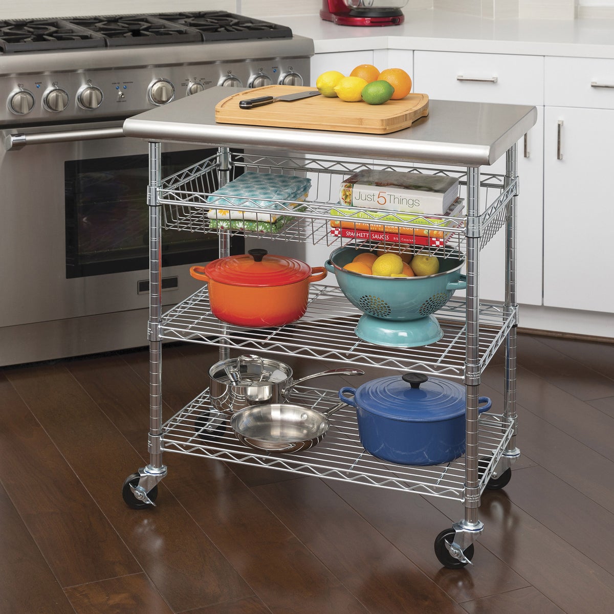 NEW - Seville Classics Stainless Steel Kitchen Cart