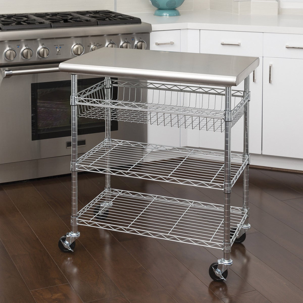 NEW - Seville Classics Stainless Steel Kitchen Cart