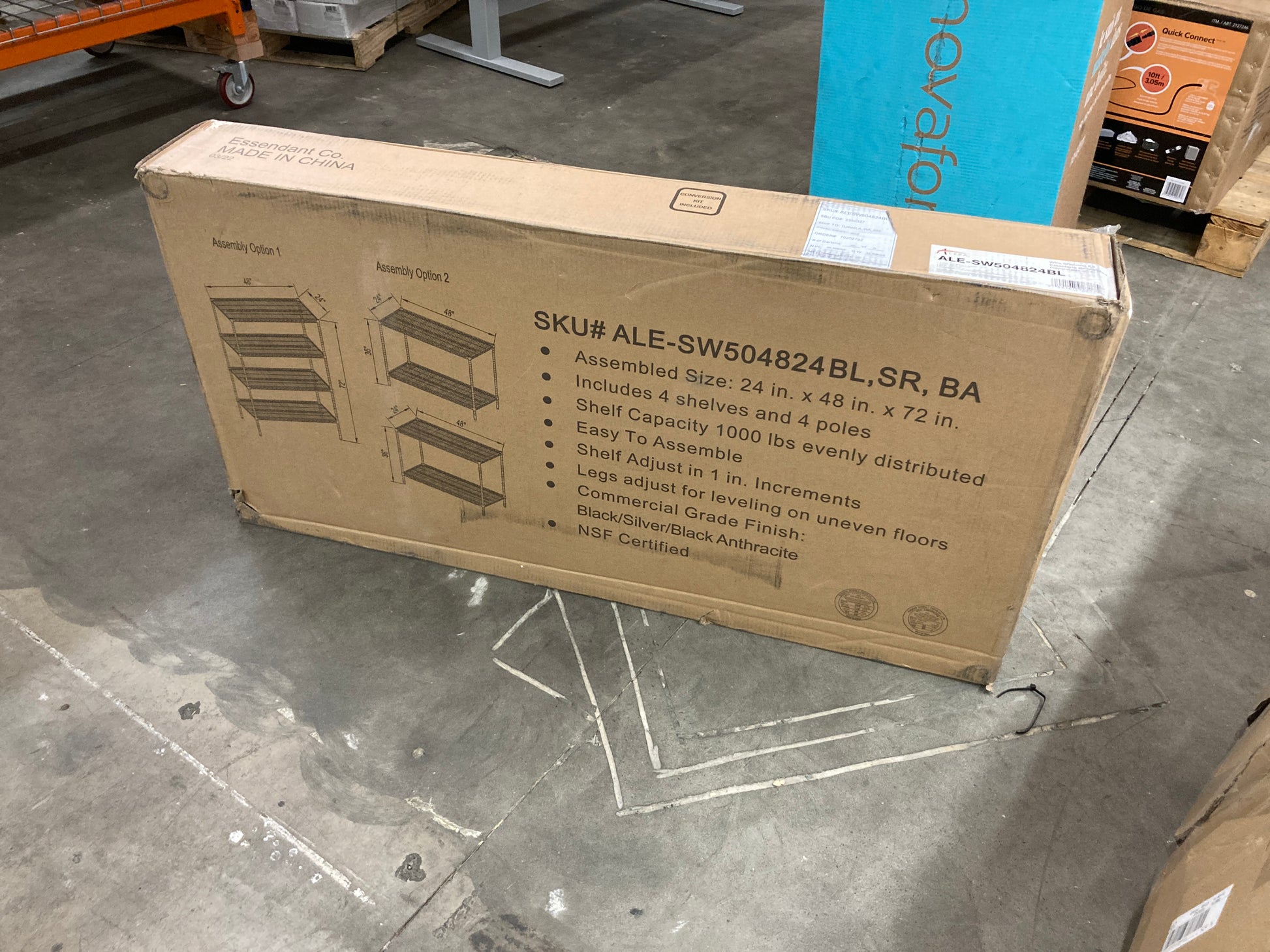 Costco - Alera 4-Shelf Industrial Wire Shelving Unit, 48"W x 72"H x 24"D, Black Anthracite - Retail $129 Default Title