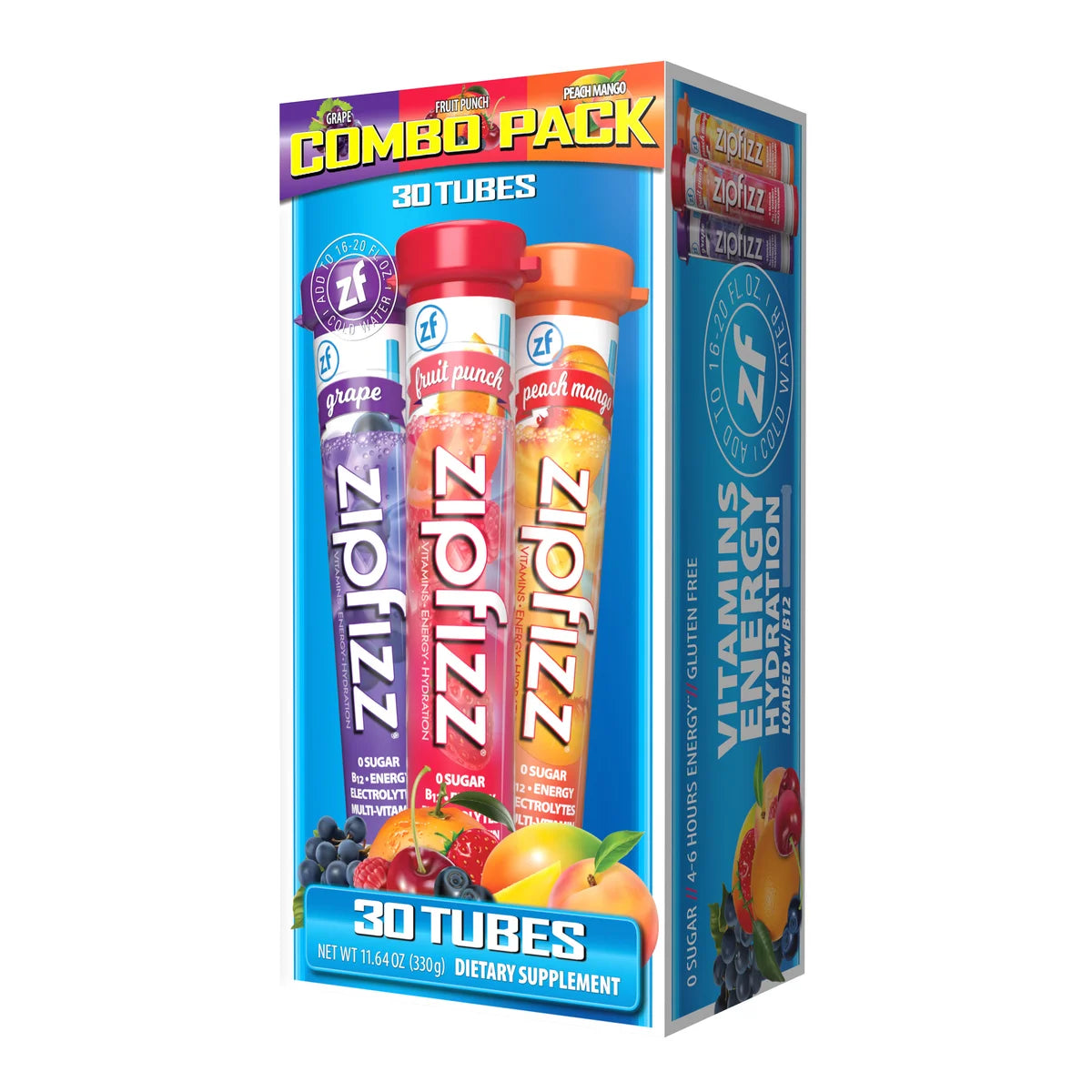 Zipfizz Multi-Vitamin Energy Hydration Drink Mix, Variety Pack, 30 Tubes - Retail $30