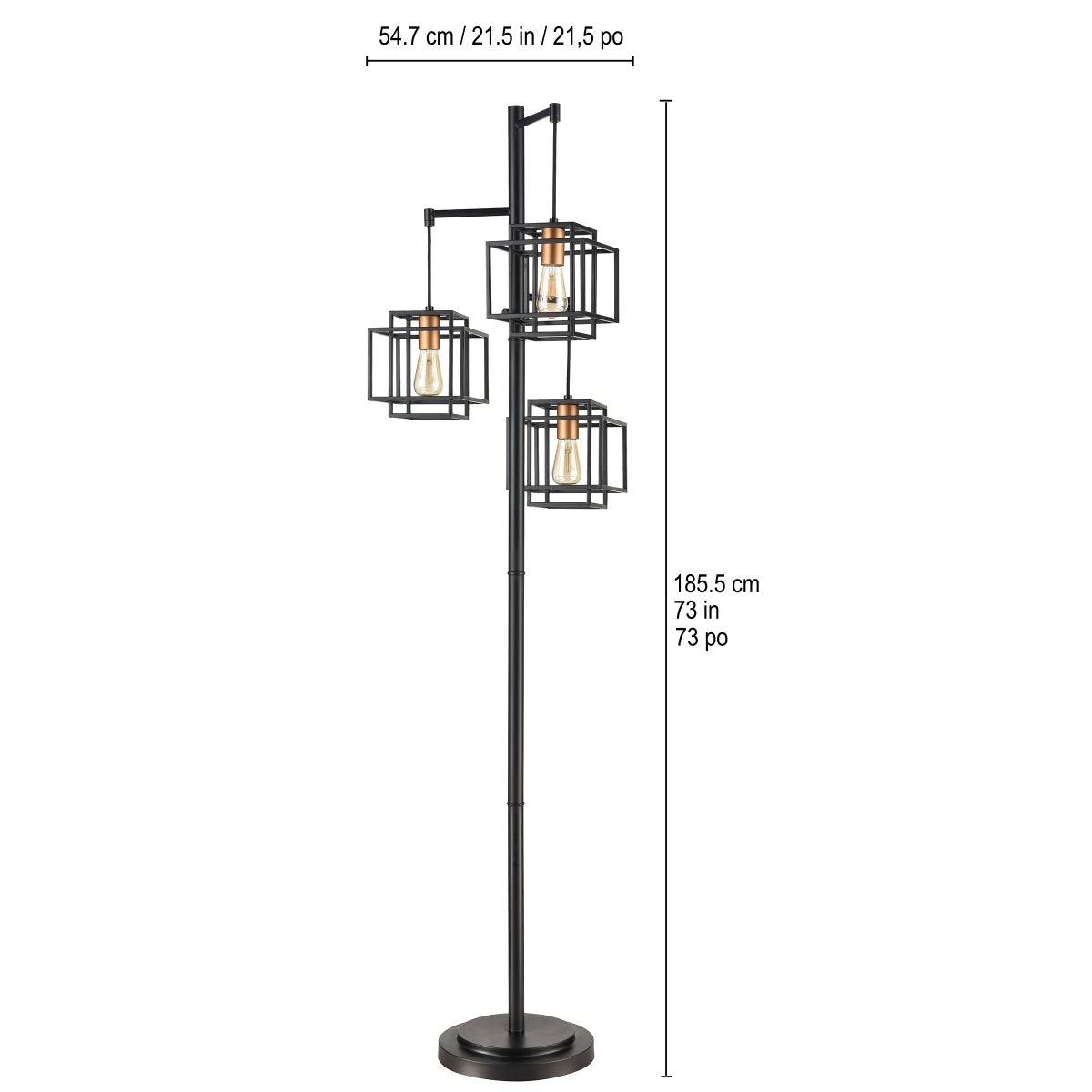 Kelsey Dual Square 3-Light Floor Lamp