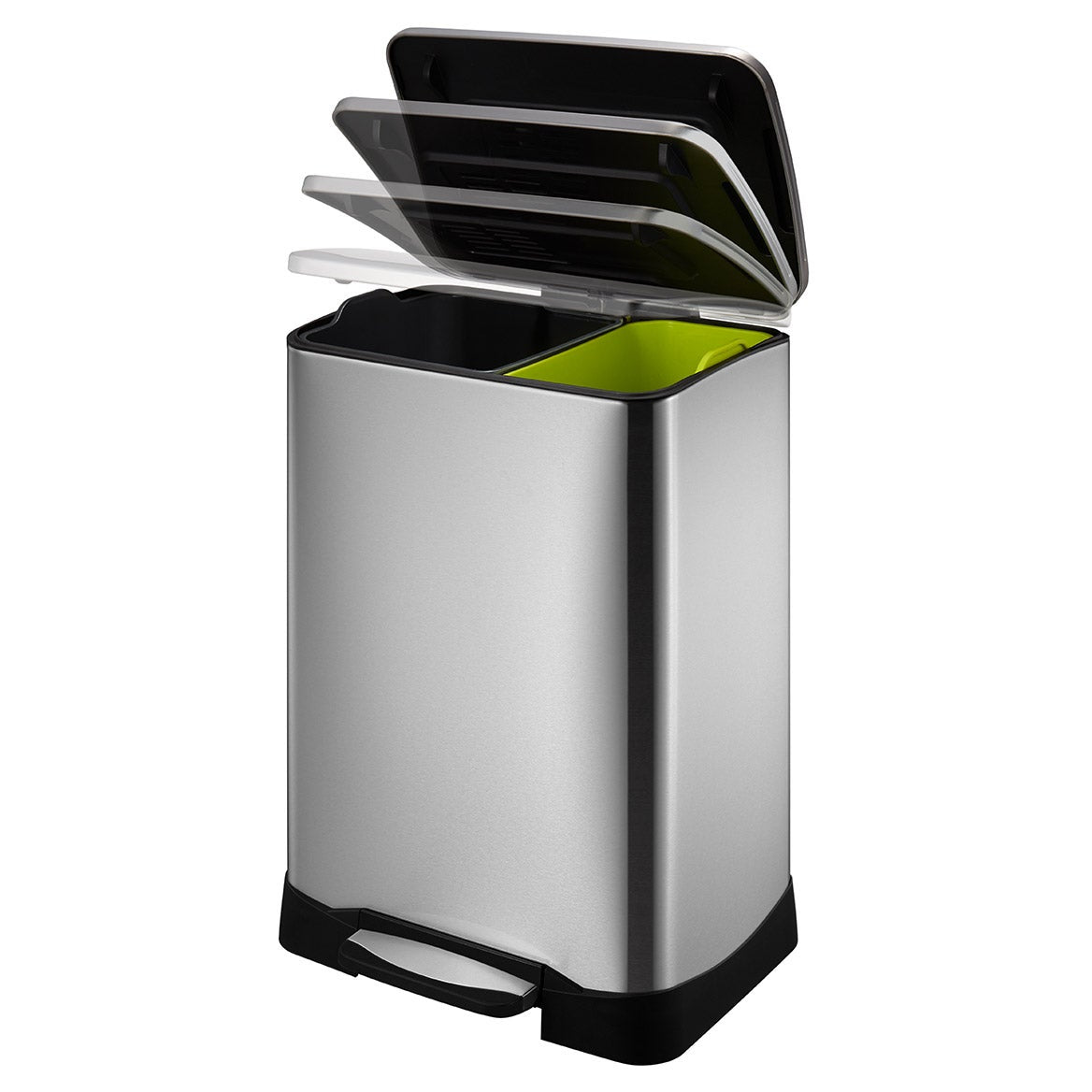 NEW - Neocube 50 Liter Dual Compartment 28 Liter and 18 Liter Stainless Steel Recycle and Trash Bin