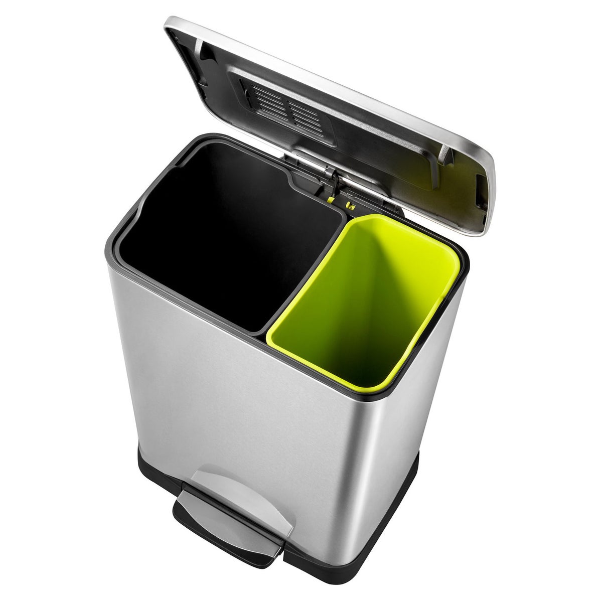 NEW - Neocube 50 Liter Dual Compartment 28 Liter and 18 Liter Stainless Steel Recycle and Trash Bin