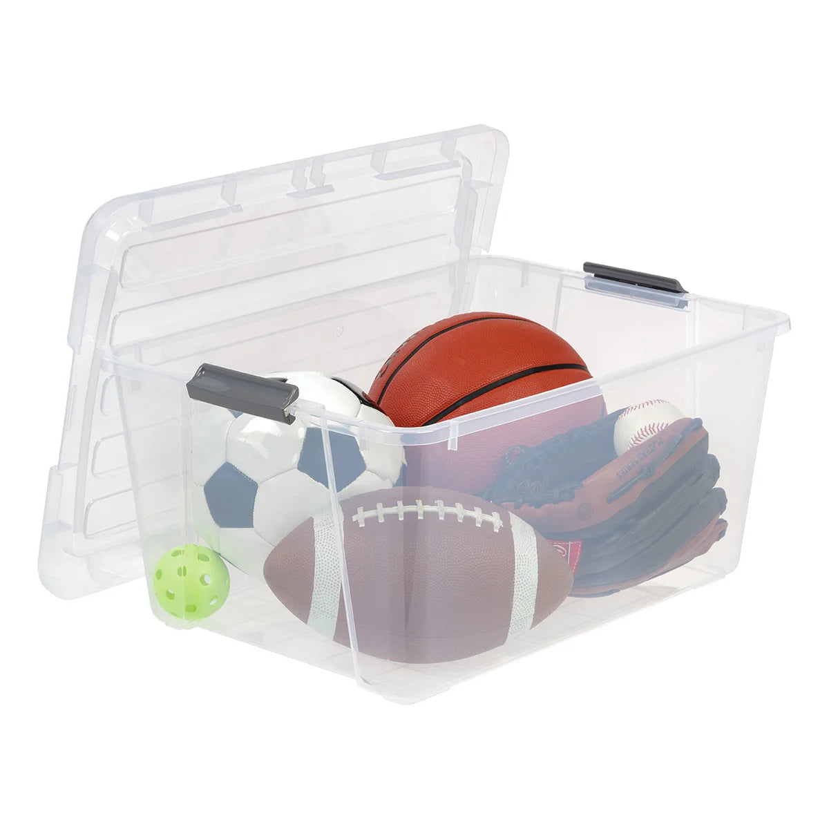 NEW - IRIS 45QT Clear Storage Bin with Buckles, 6-pack