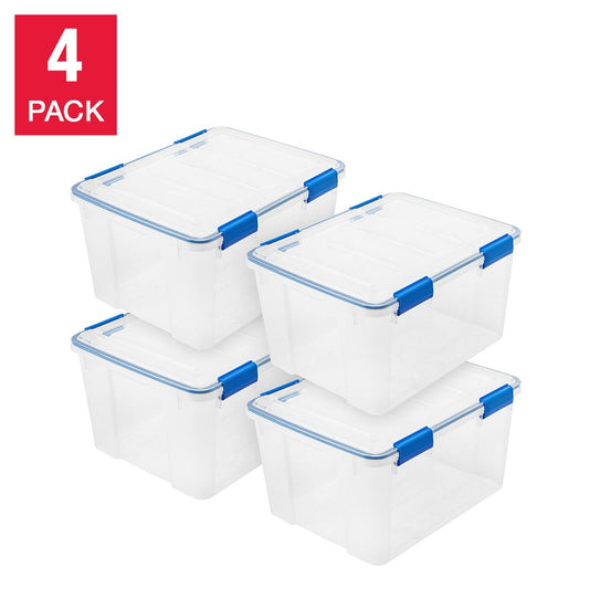 IRIS 44 Quart WeatherPro-Seal Storage Bin, 4-pack - Retail $50