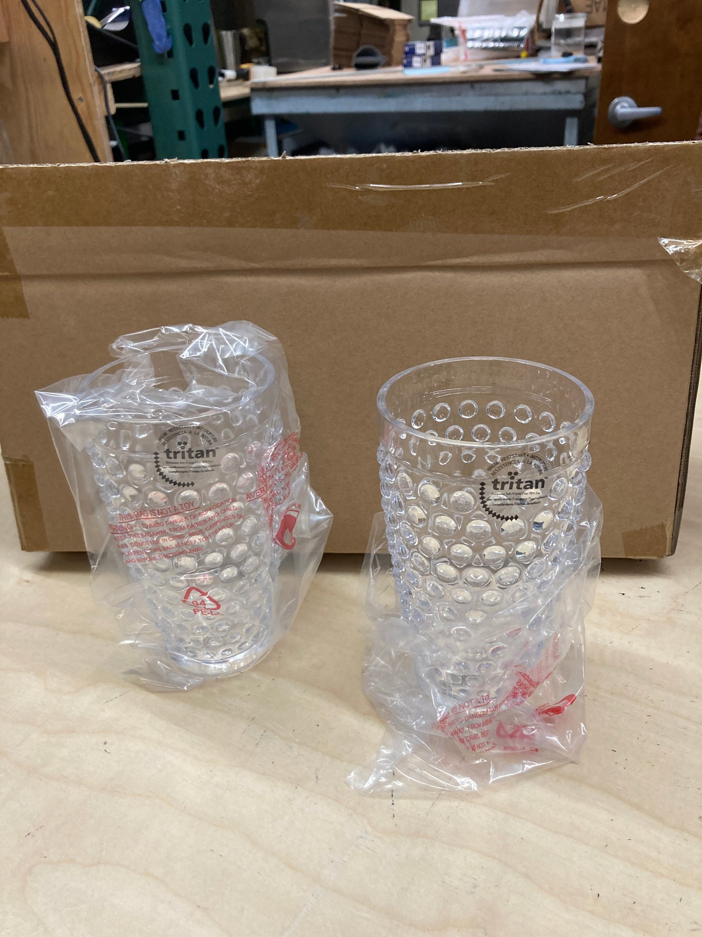 Amazon Basics Tritan Hobnail Texture Highball Glasses - 18-Ounce, Set of 4(Plastic Material) Default Title