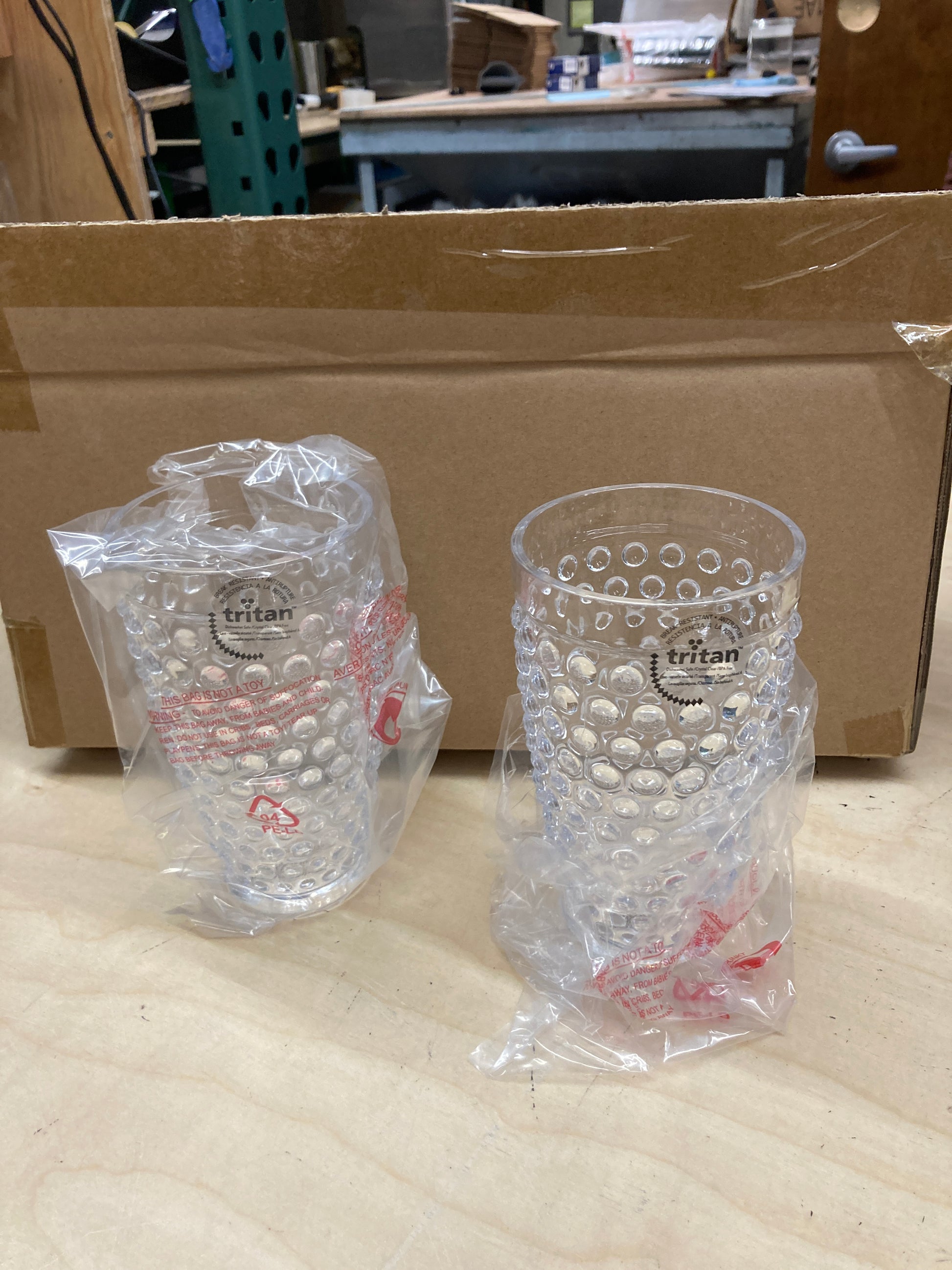 Amazon Basics Tritan Hobnail Texture Highball Glasses - 18-Ounce, Set of 4(Plastic Material) Default Title