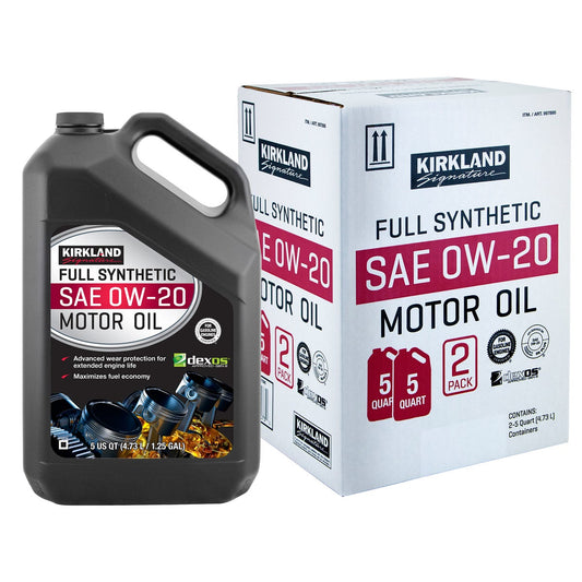 Kirkland Signature 0W-20 Full Synthetic Motor Oil 5-quart, 2-pack - Retail $35