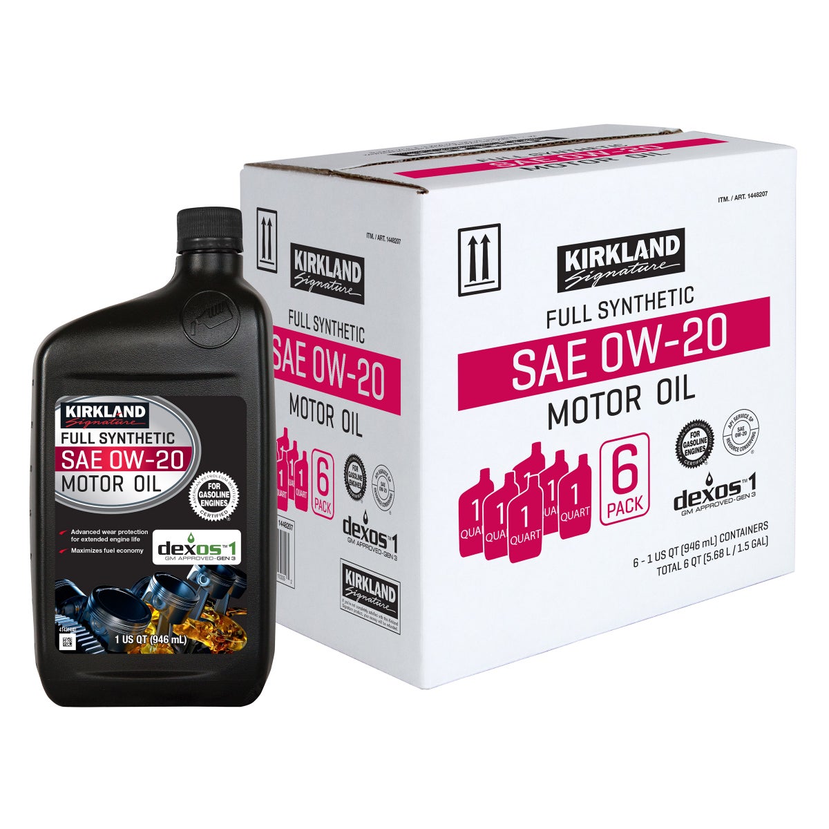 Kirkland Signature 0W-20 Full Synthetic Motor Oil 1-Quart, 12-pack
