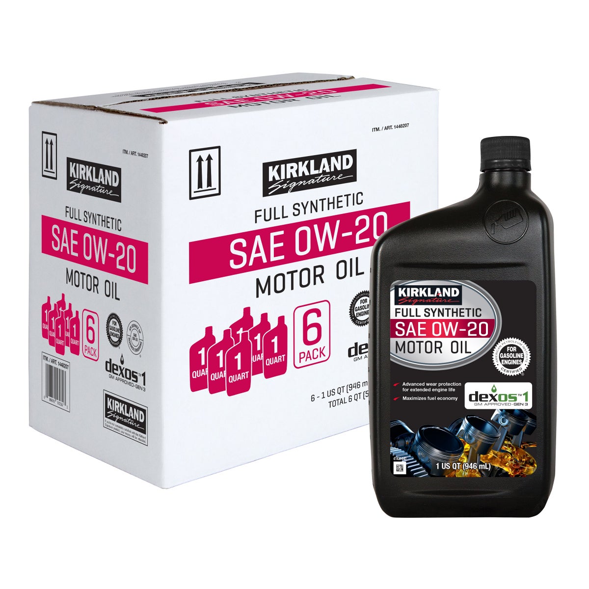 Kirkland Signature 0W-20 Full Synthetic Motor Oil 1-Quart, 12-pack