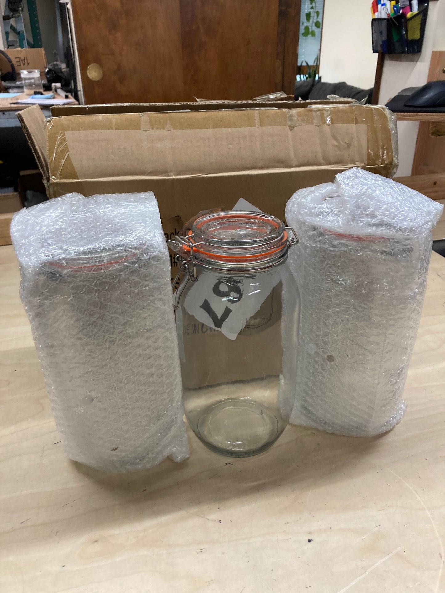 Simpli-Magic Airtight Glass Canister with Lids 78oz (Set of 3) Food Storage Jar Container with Clear Preserving Seal Wire Clip Fastening for Kitchen Canning Cereal,Pasta,Sugar,Beans,Spice, 78 Ounce Default Title