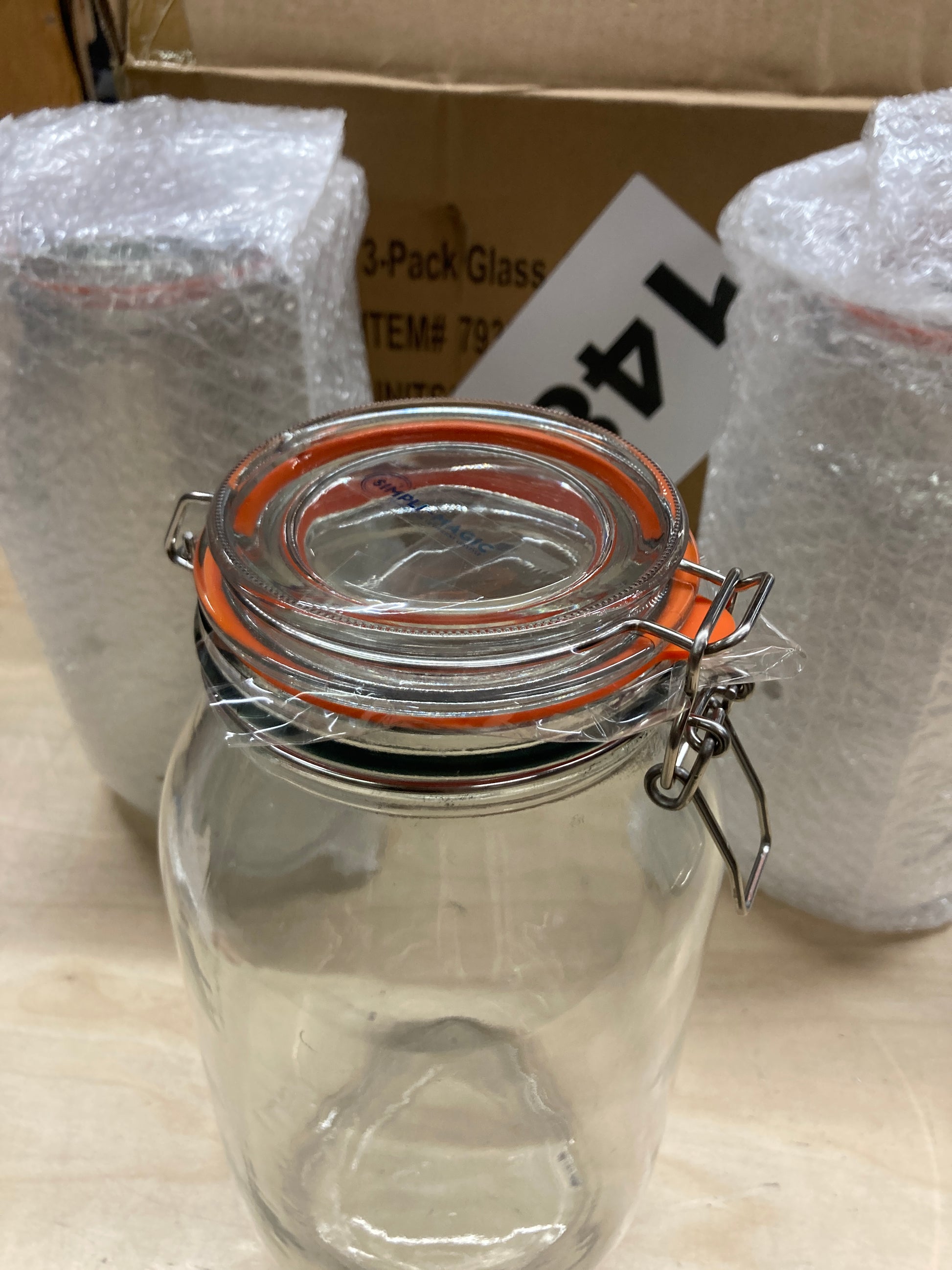 Simpli-Magic Airtight Glass Canister with Lids 78oz (Set of 3) Food Storage Jar Container with Clear Preserving Seal Wire Clip Fastening for Kitchen Canning Cereal,Pasta,Sugar,Beans,Spice, 78 Ounce Default Title