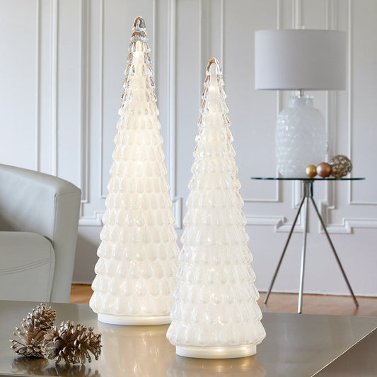 LED Glass Holiday Trees, Set of 2 - Retail $40