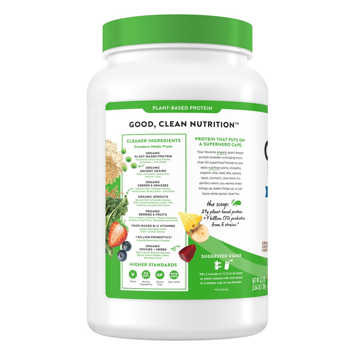 NEW - Orgain Organic Protein and Superfoods Plant Based Protein Powder, Creamy Chocolate Fudge, 2.64 lbs