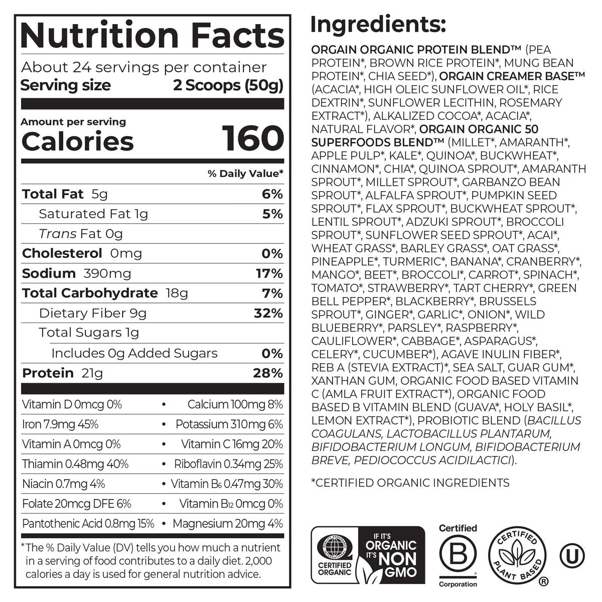 NEW - Orgain Organic Protein and Superfoods Plant Based Protein Powder, Creamy Chocolate Fudge, 2.64 lbs