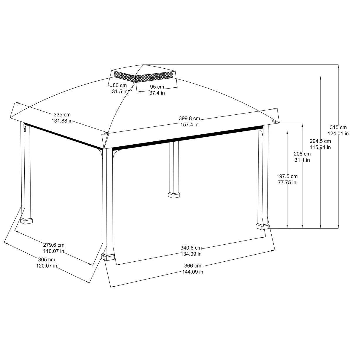 NEW - Sunjoy 11ft x 13ft Hudson Gazebo- Retail $799