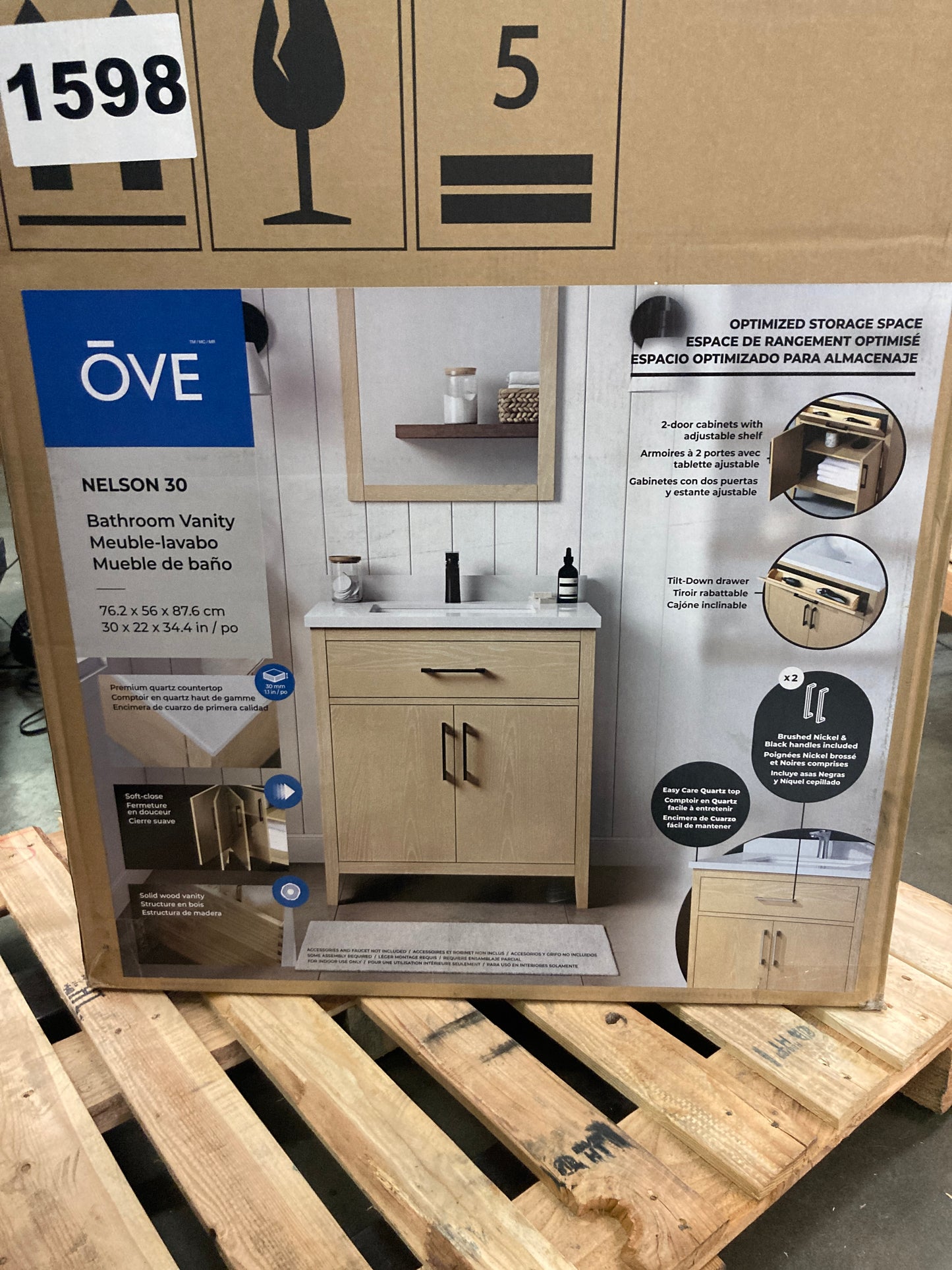 NEW - Costco - OVE Decors Nelson 30" Vanity - Retail $379