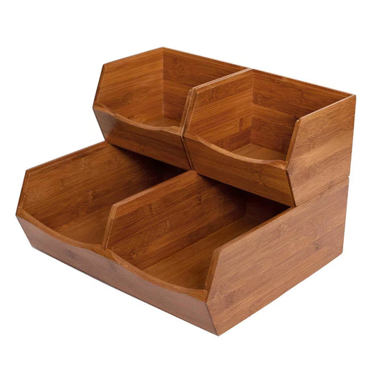 NEW - Seville Classics Stackable Bamboo Bins 3 Piece - Retail $24