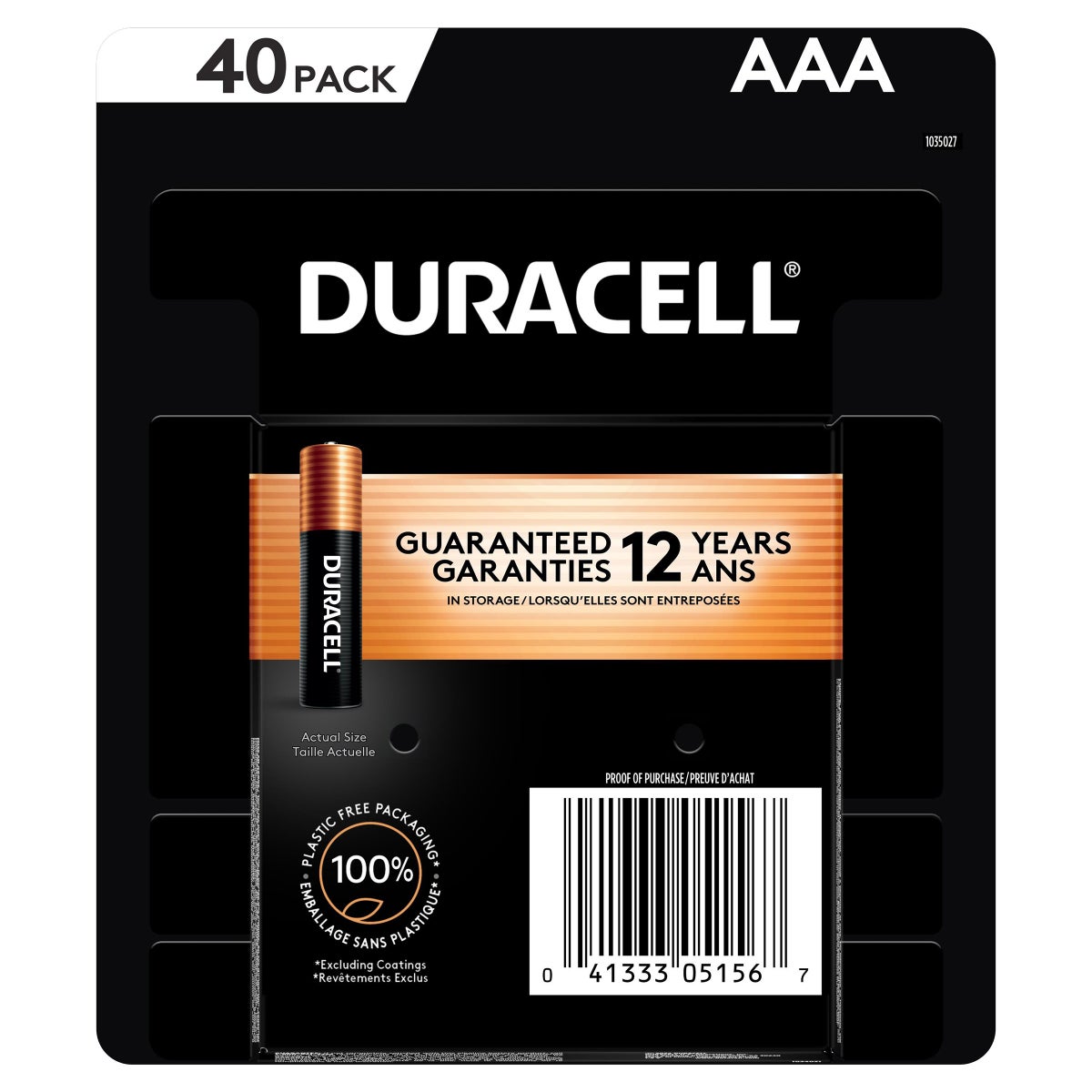 Duracell Coppertop Alkaline AAA Batteries, 40-count