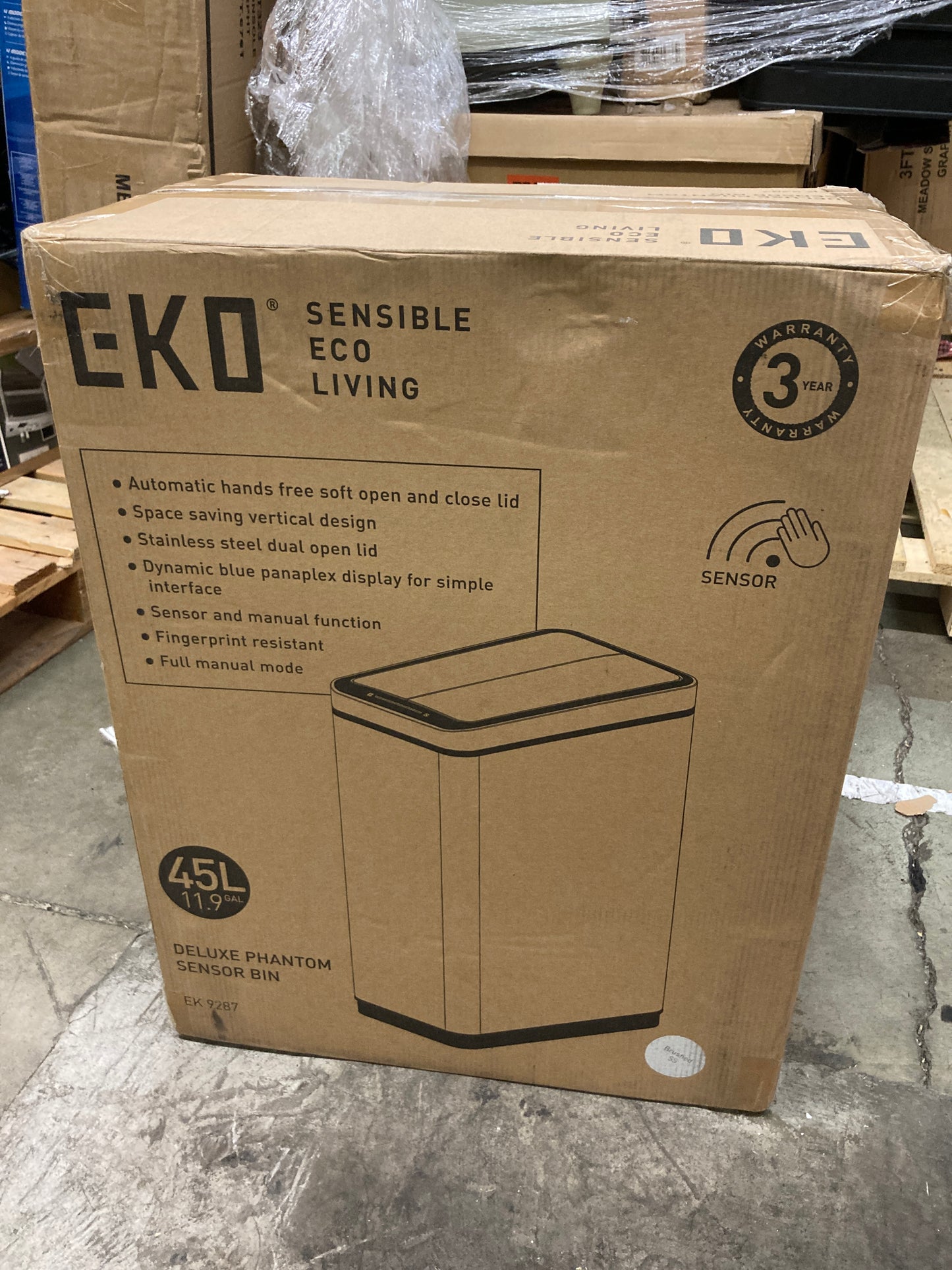 Deluxe Phantom 45 Liter Stainless Steel Dual Wing Motion Sensor Trash Can Default Title