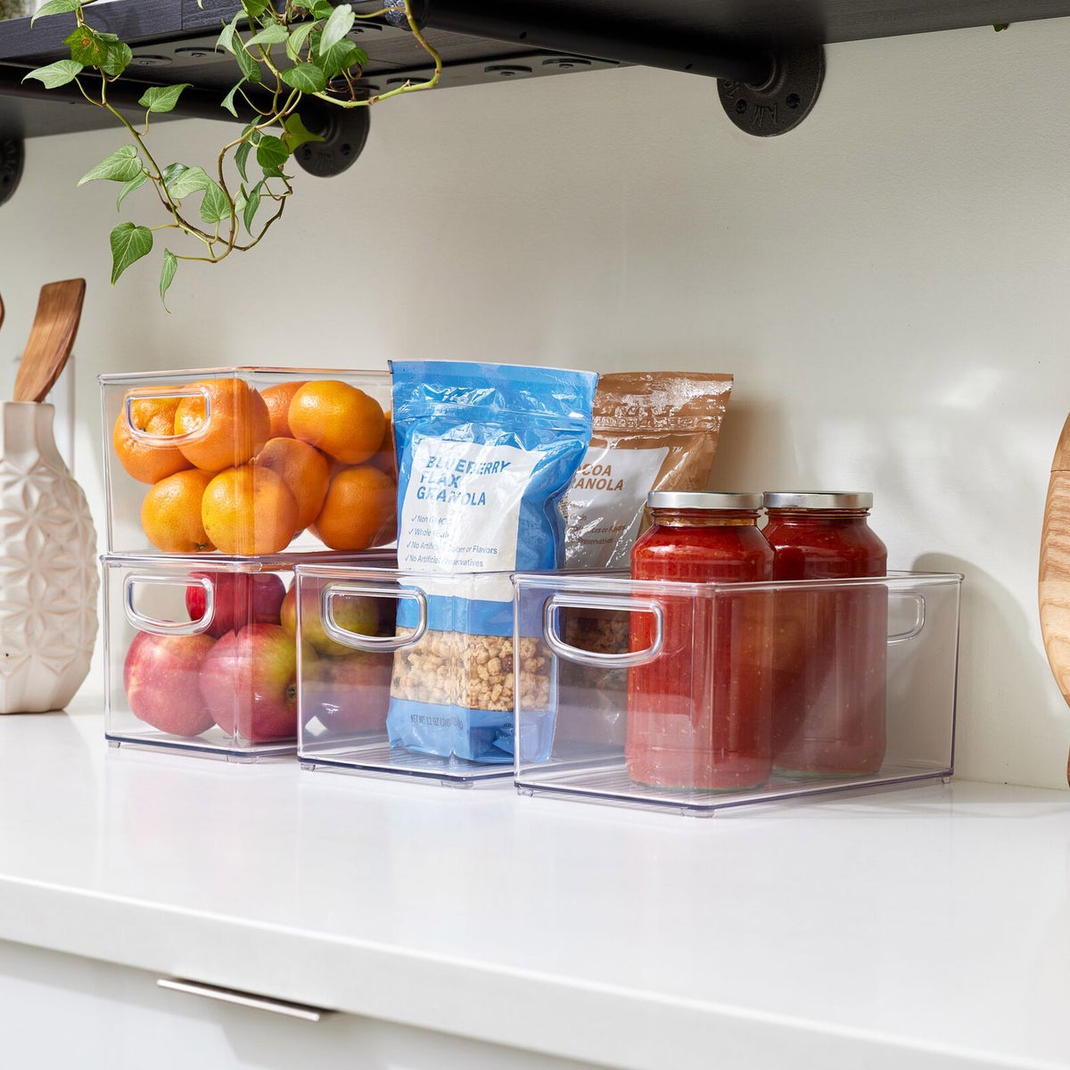 iDESIGN Linus Plastic Fridge/Pantry Kitchen Organizer Bins, Set of 4