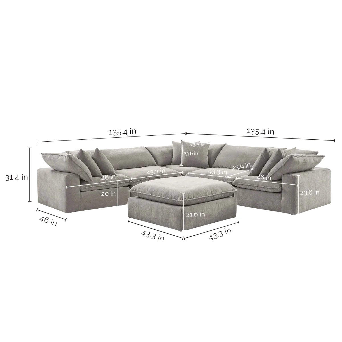 Like NEW - Costco - Sereen 6-piece Fabric Modular Sectional, Light Brown - Retail $2399
