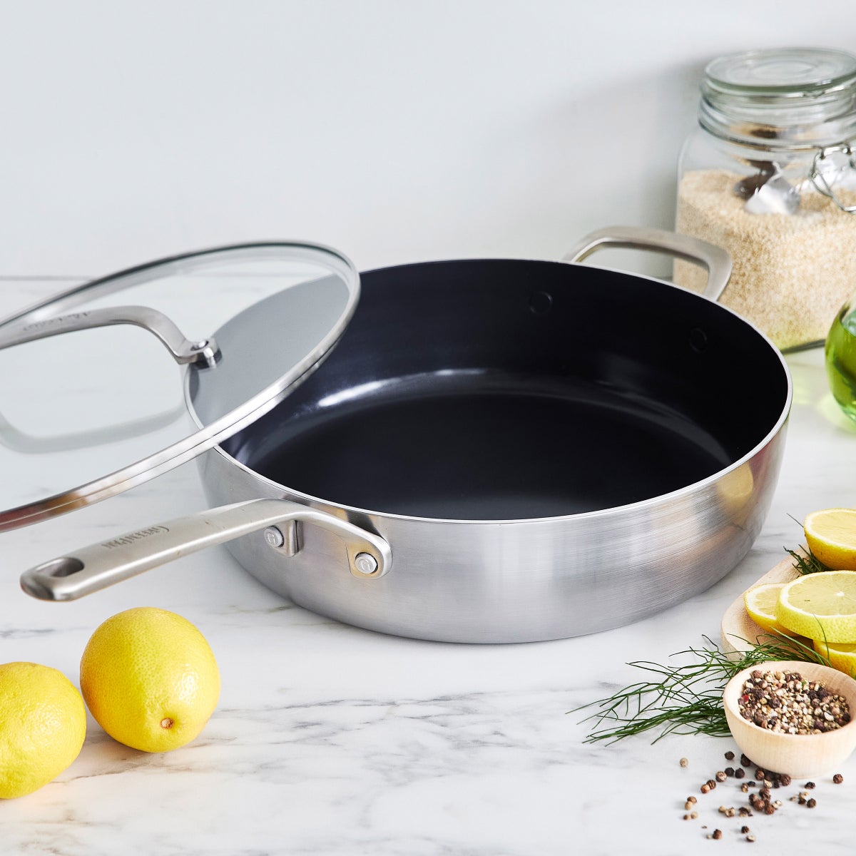 NEW - GreenPan GP5 Vista 5-ply Stainless Steel Ceramic Nonstick 5qt Covered Sauté Pan