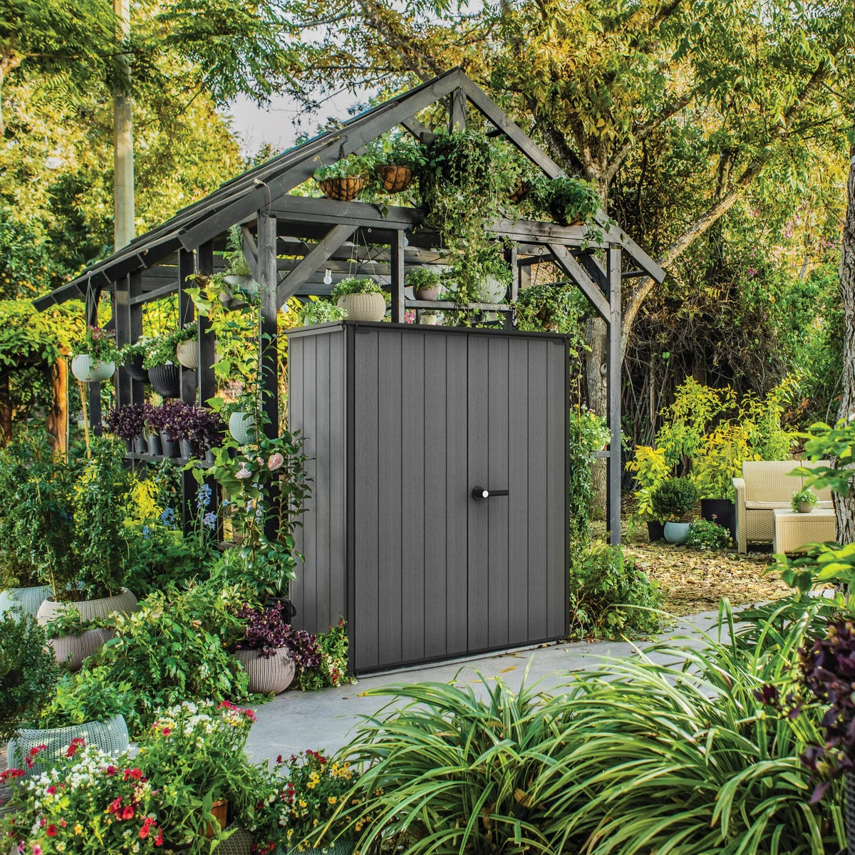 NEW - Keter Cortina Alto Premium Modern Vertical Outdoor Storage Shed - Retail $359