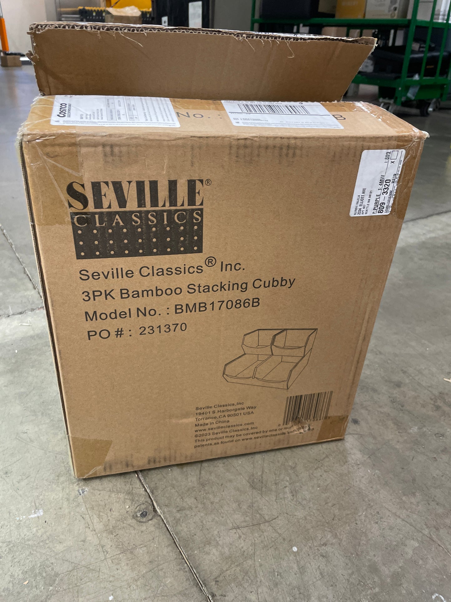 NEW - Seville Classics Stackable Bin Organizer, Set of 3 - Retail $24