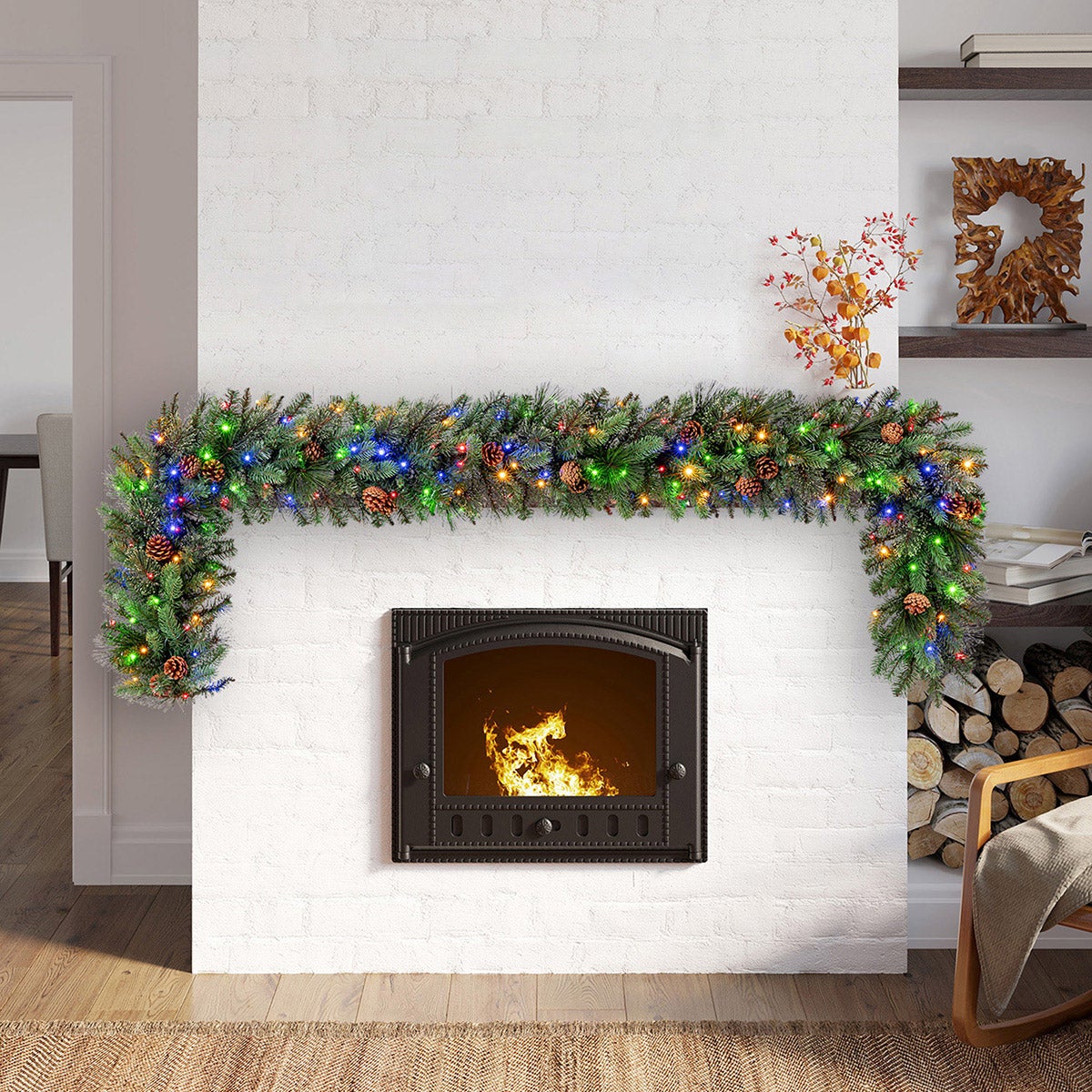 9’ Pre-lit LED Greenery Artificial Garland - Retail $60