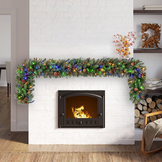 9’ Pre-lit LED Greenery Artificial Garland - Retail $60