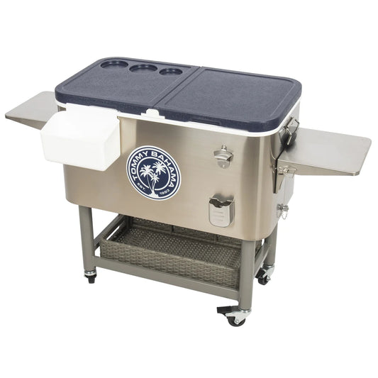 New in Box - Tommy Bahama 100-quart Stainless Steel Rolling Cooler - Retail $229