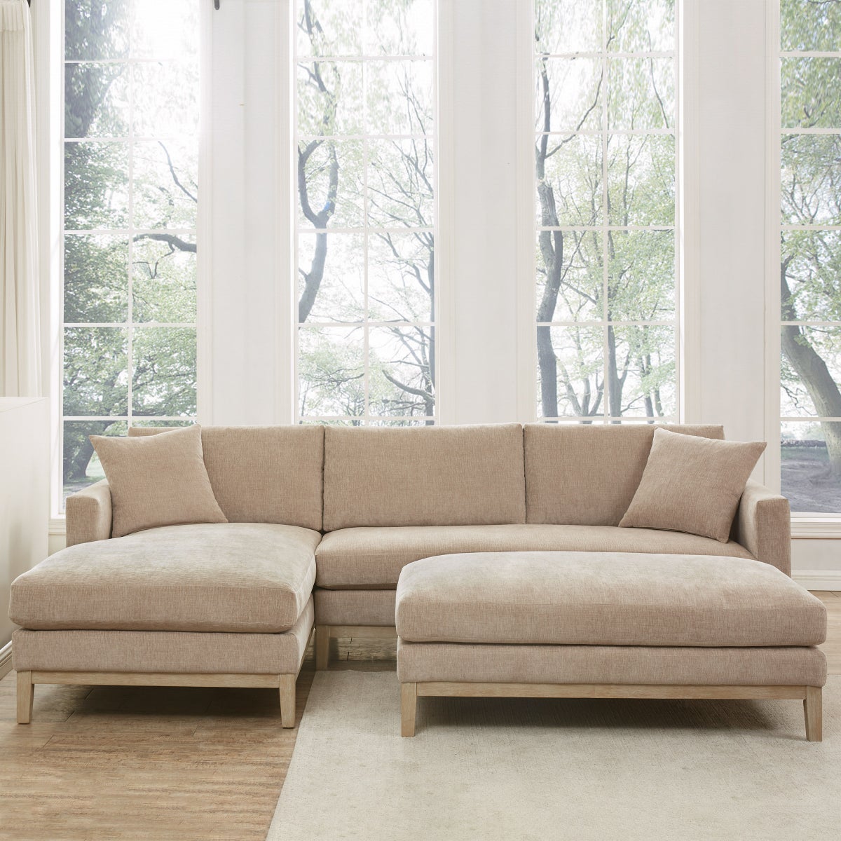 Caspian Fabric Sectional with Ottoman - Retail $1600