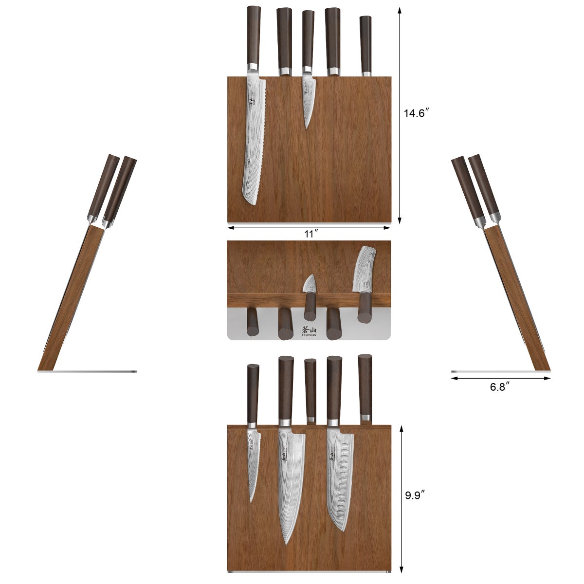 Cangshan Sobu Series 6pc Damascus Steel Knife Block Set - Retail $225