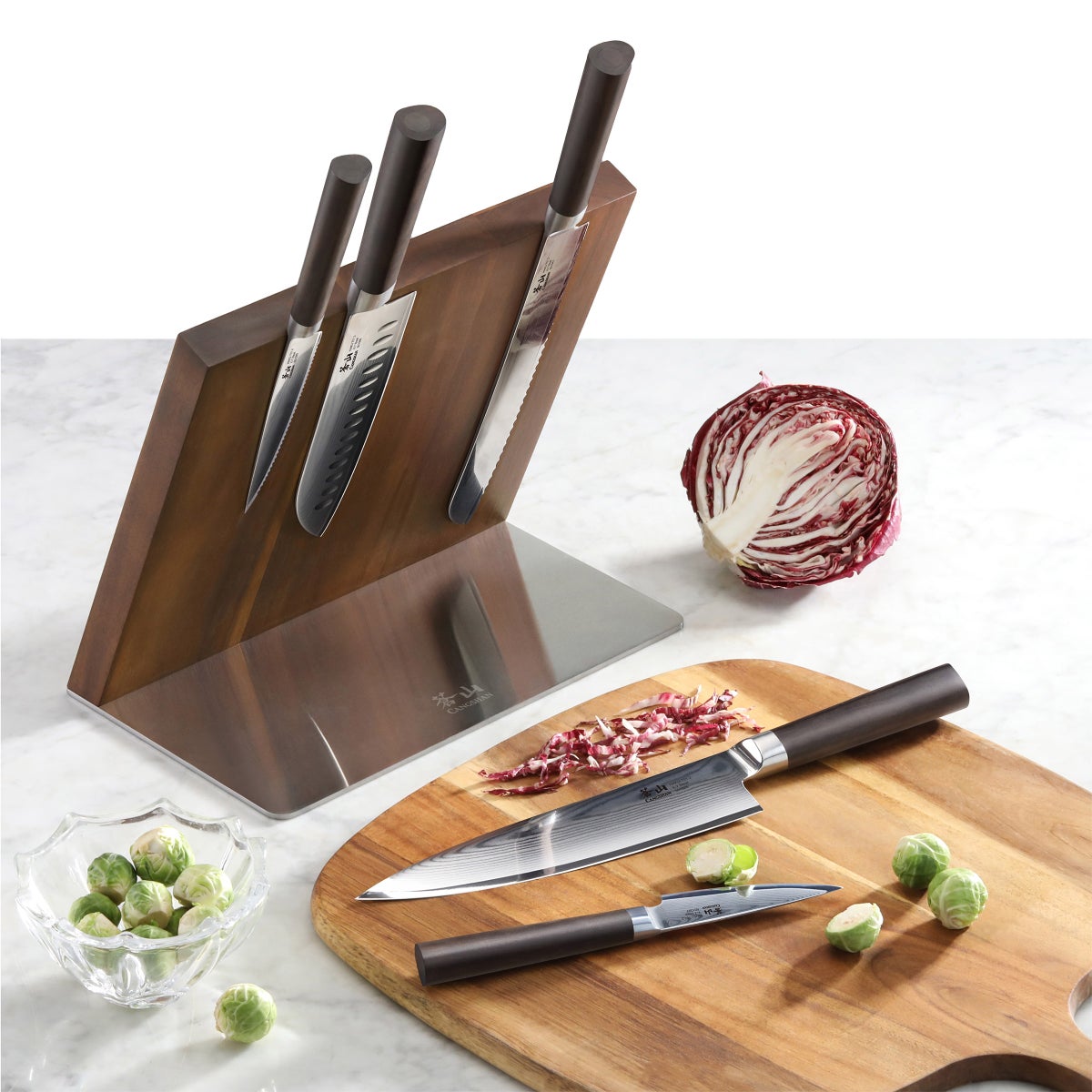 Cangshan Sobu Series 6pc Damascus Steel Knife Block Set - Retail $225