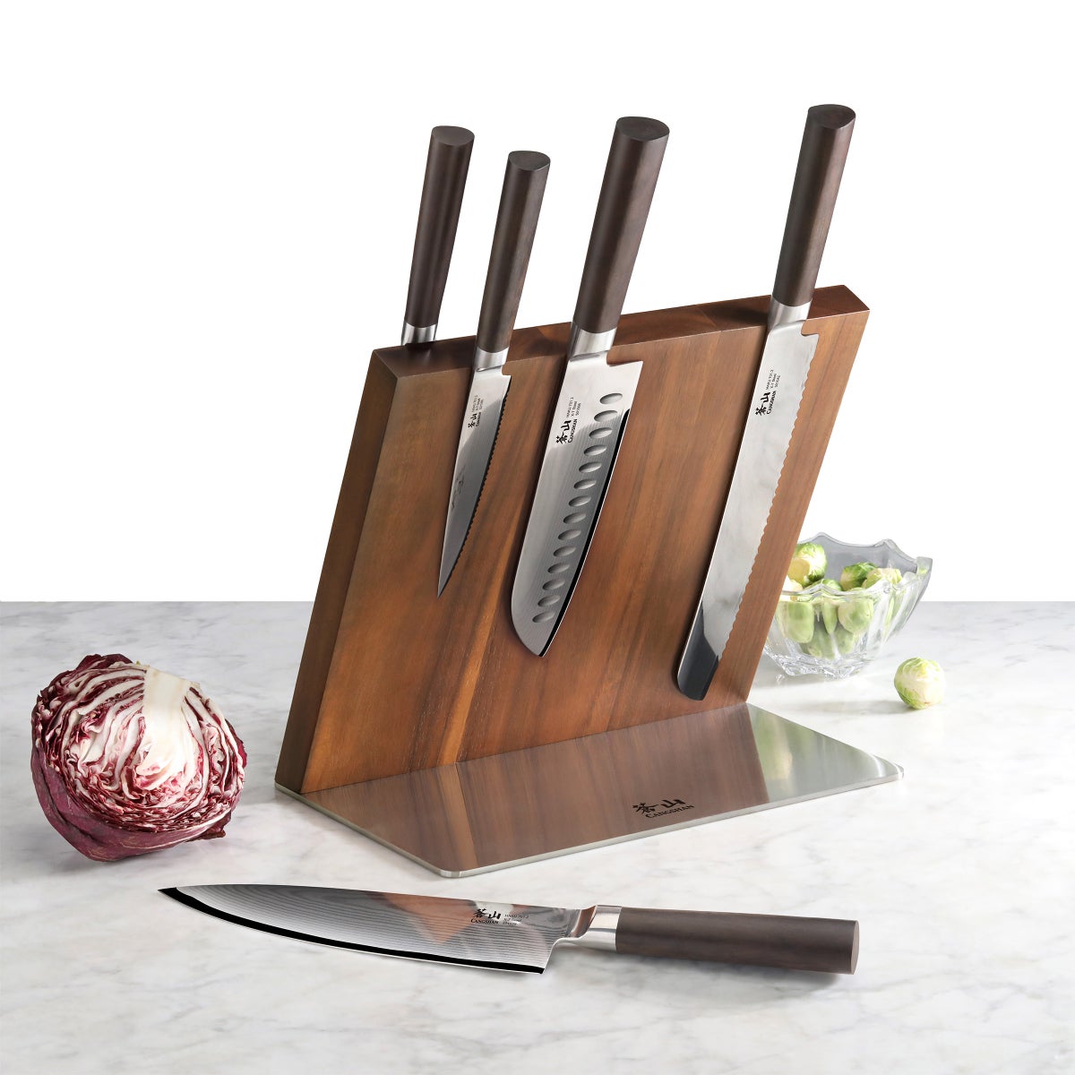 Cangshan Sobu Series 6pc Damascus Steel Knife Block Set - Retail $225