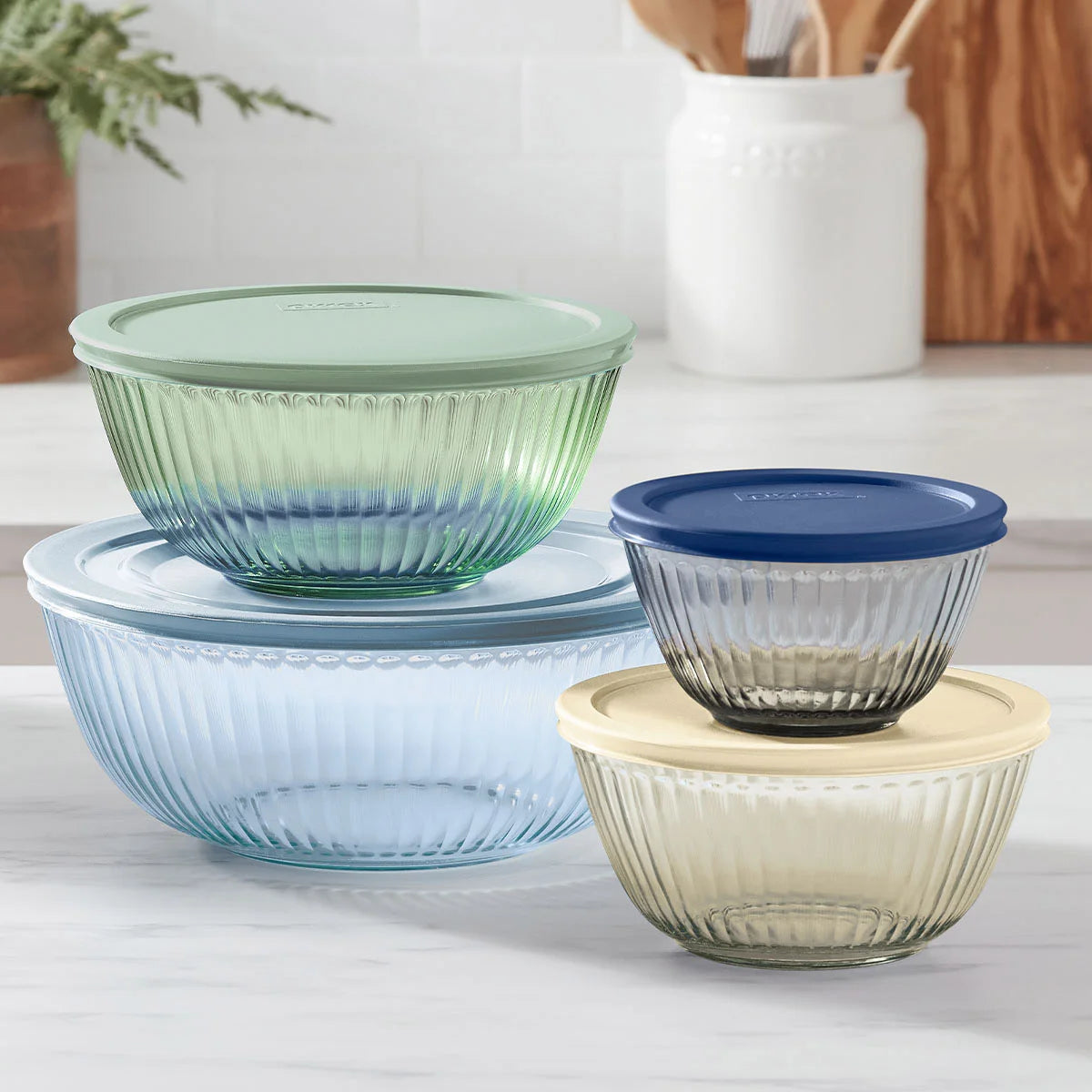 Pyrex 8-piece Tinted Glass Mixing Bowls