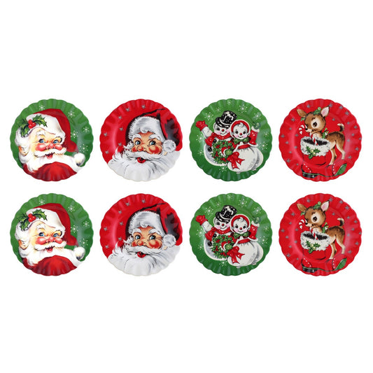Mr. Christmas 8-piece Nostalgic Ceramic Scalloped Plates Set