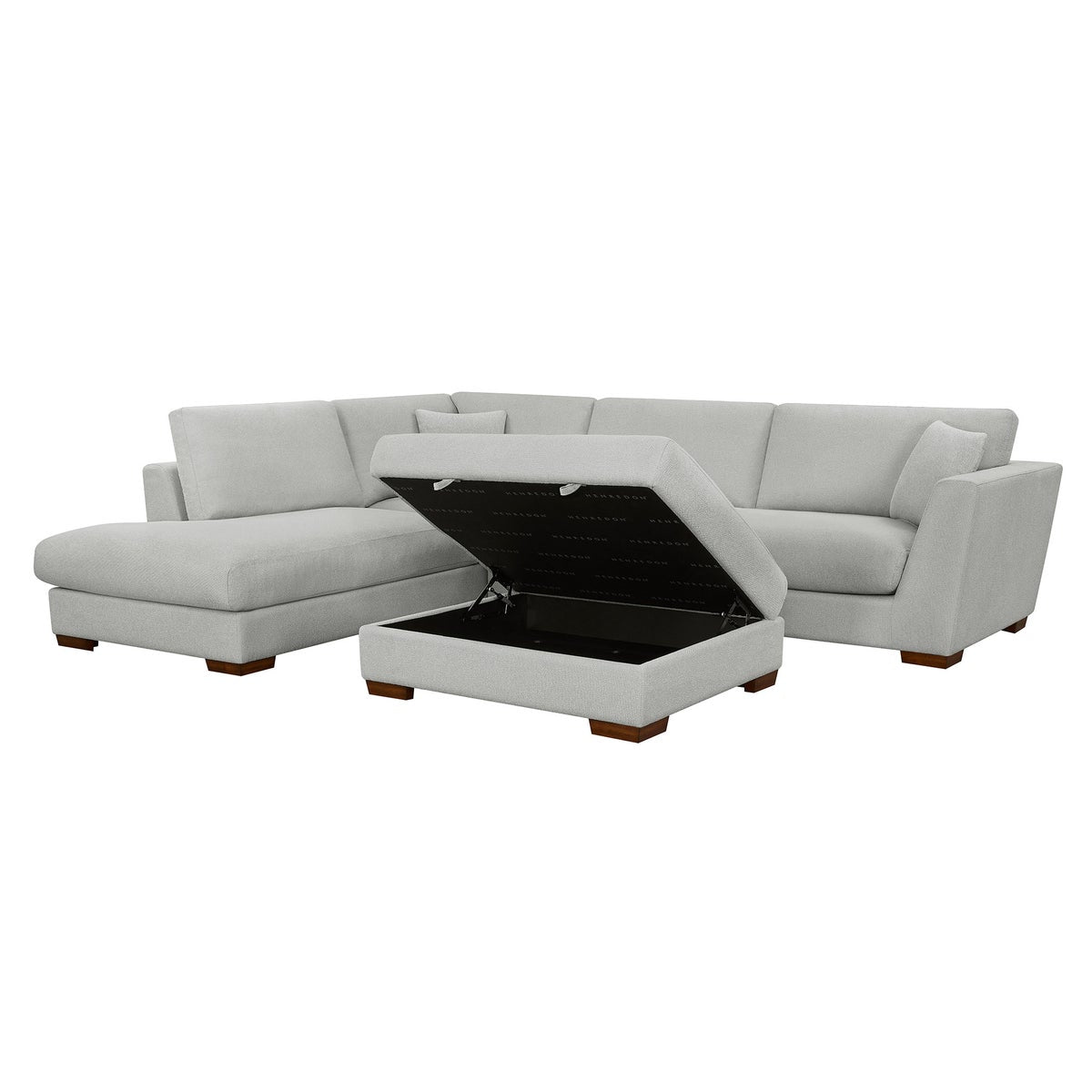 Henredon Larkin House Deep Seating Fabric Sectional with Storage Ottoman