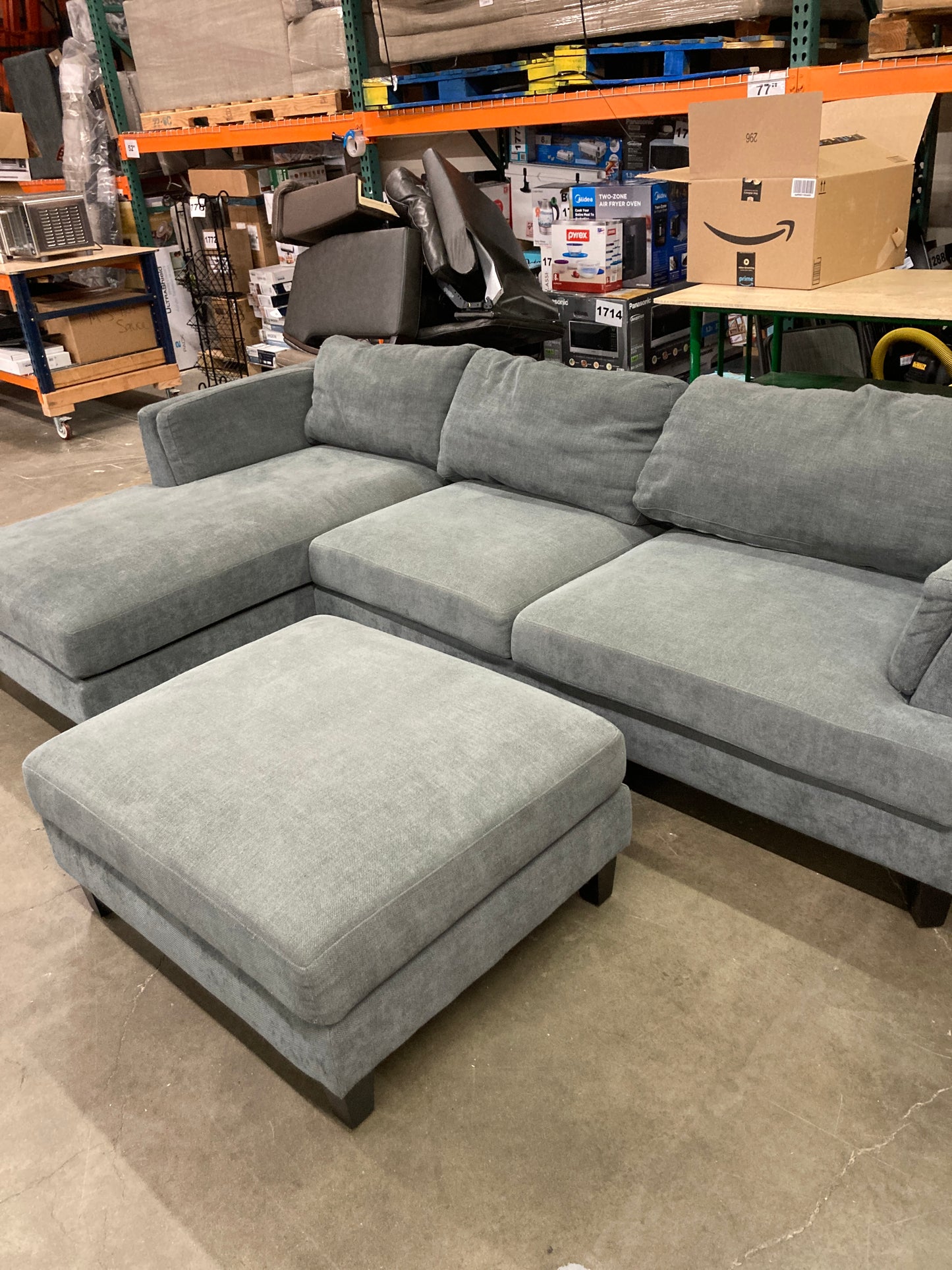 Costco - Ellery Fabric Sectional with Ottoman - Retail $799
