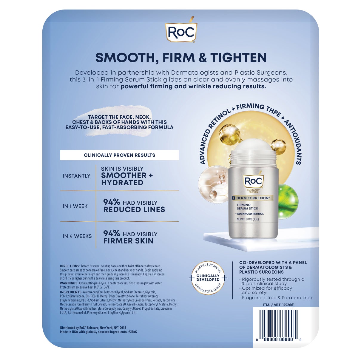 RoC Derm Correxion Firming Serum Stick, 1 oz, 2-pack