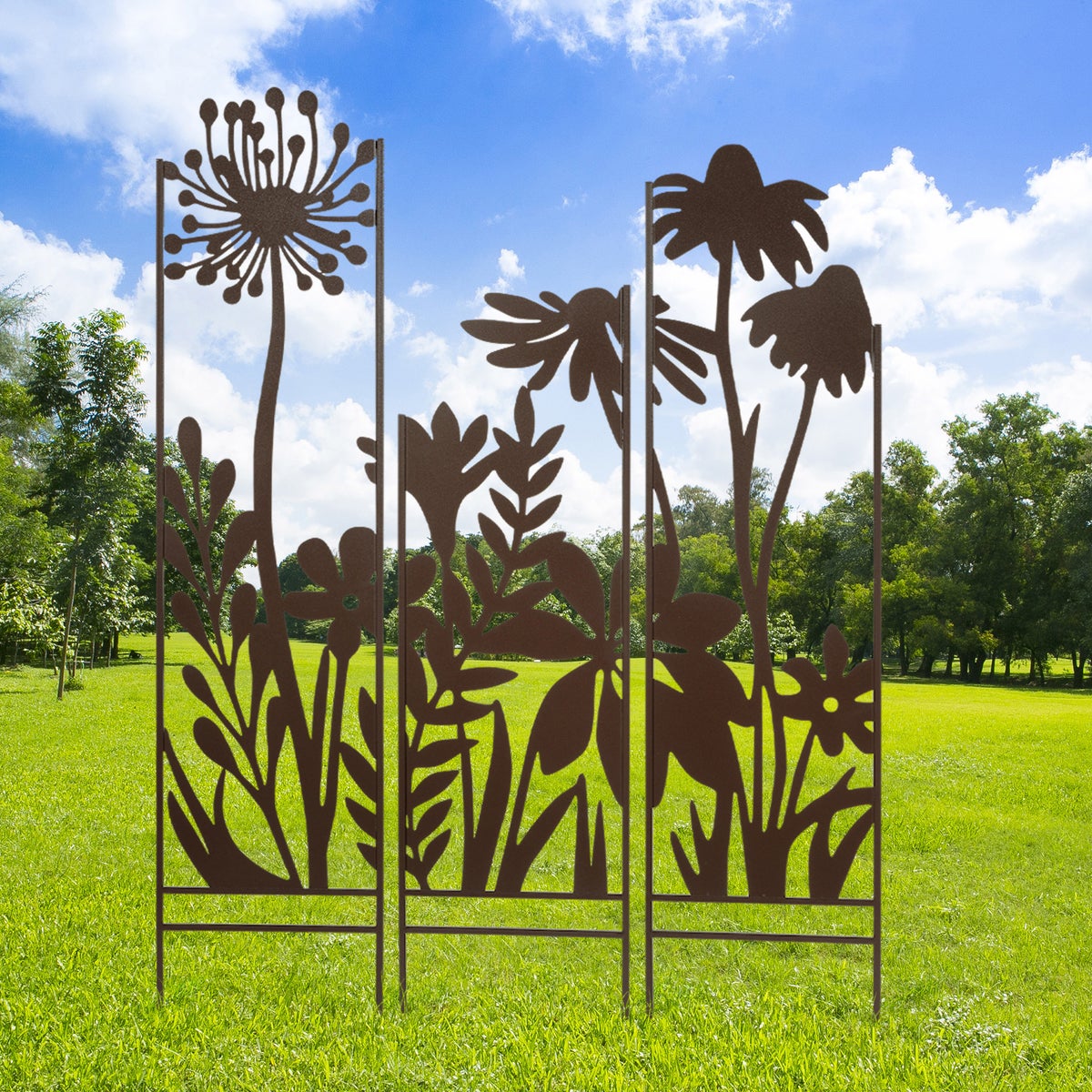 3-panel Garden Mural Stakes