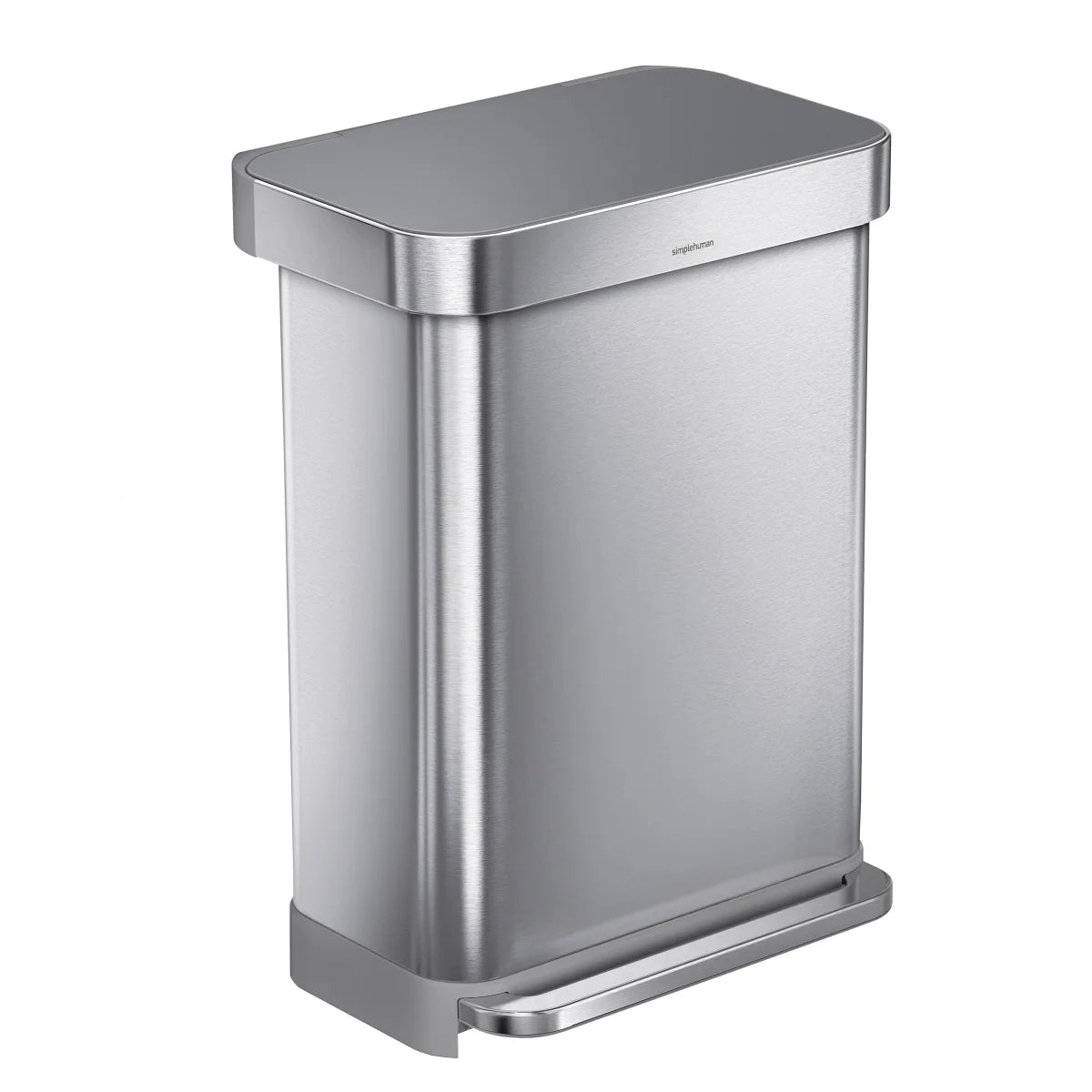 NEW - Simplehuman 55L Rectangular Step Can with Plastic Lid - Retail $109
