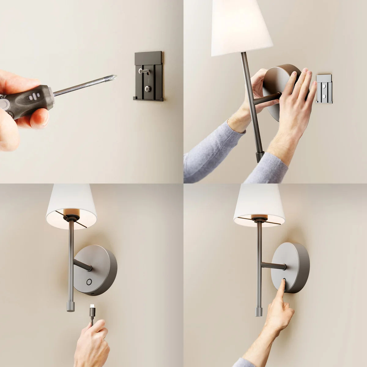 Globe Electric Wireless Rechargeable LED Integrated Wall Sconce 2-pack