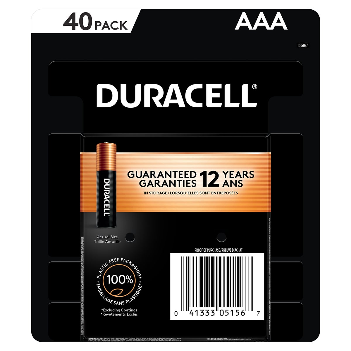 Duracell Coppertop Alkaline AAA Batteries, 40-count