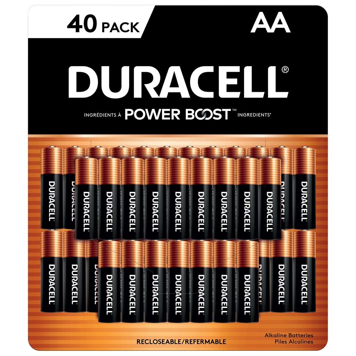 Duracell Coppertop Alkaline AA Batteries, 40-count