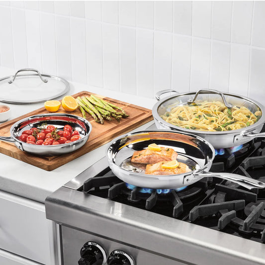 Cuisinart Tri-Ply Clad Stainless Steel 5-piece Skillet Set - Retail $69