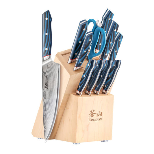 NEW - Cangshan Seagull Series X-7 Damascus Steel 12-piece Knife Block Set