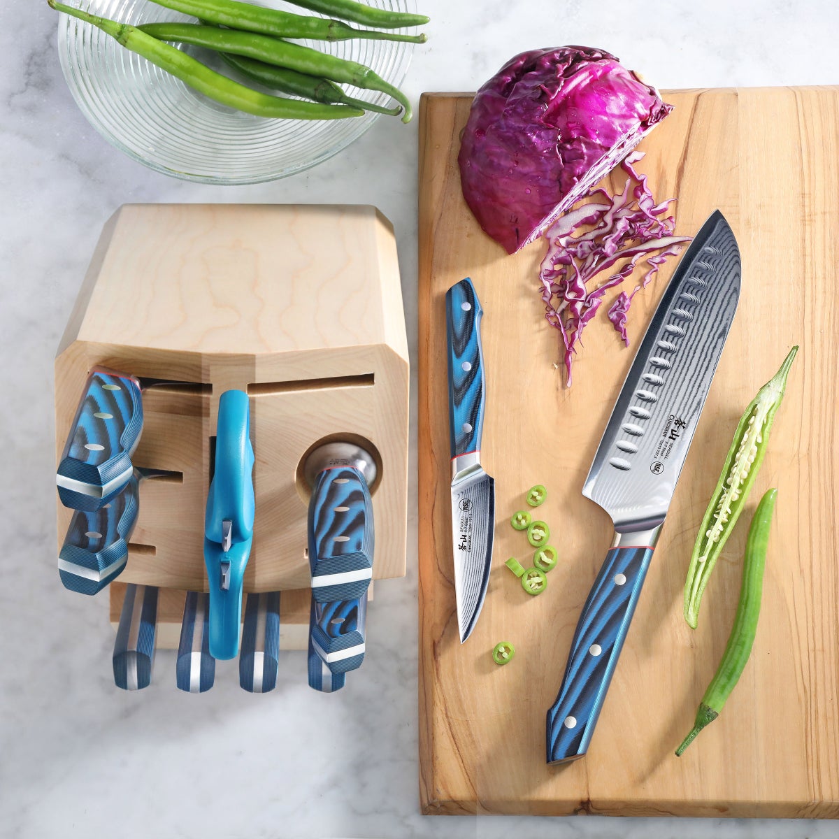 NEW - Cangshan Seagull Series X-7 Damascus Steel 12-piece Knife Block Set