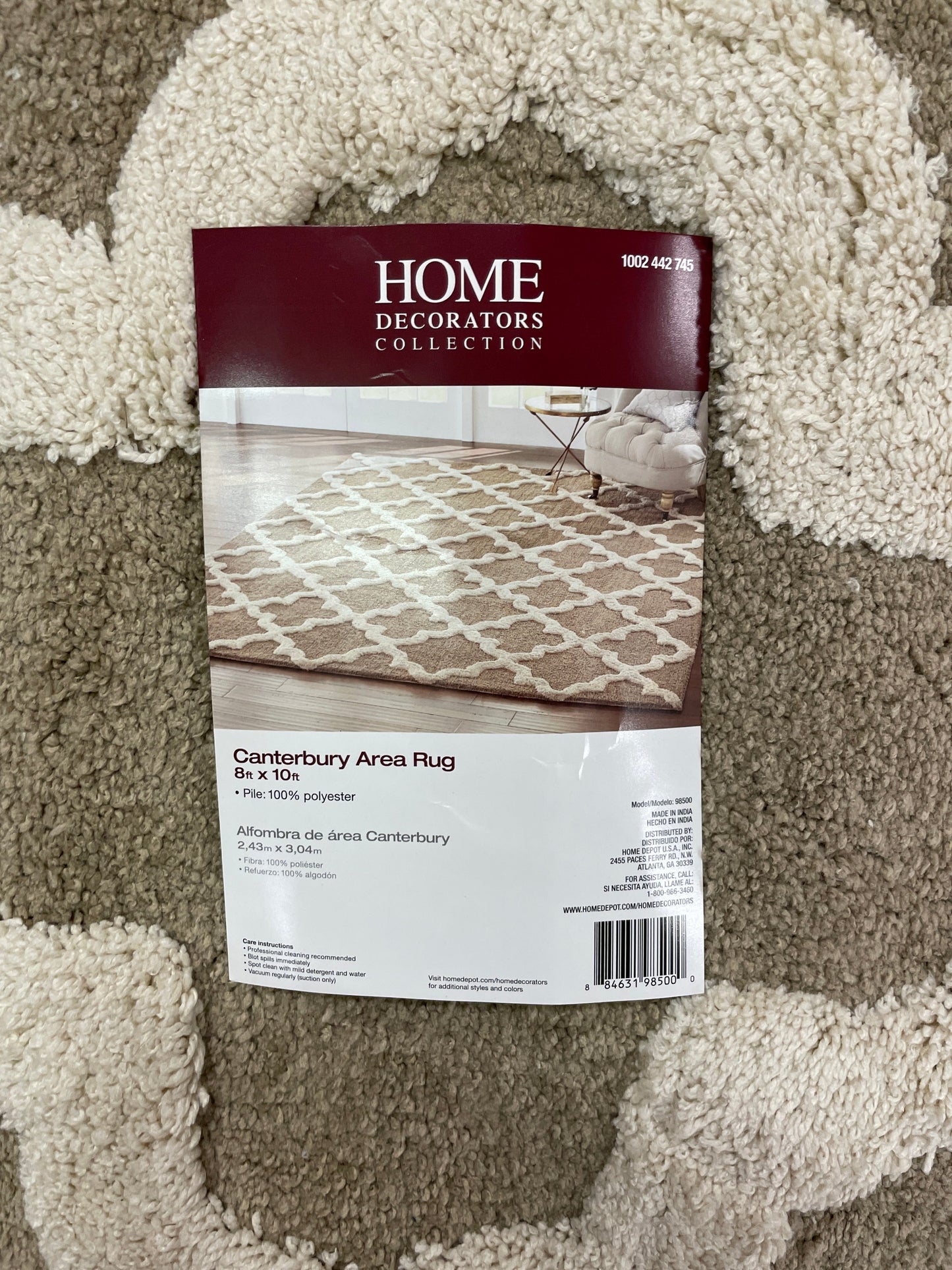 NEW - Livingston Home Area Rug 100% Polyesterpile, 8' x 10' , Linen / Almond - Retail $799